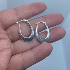 Sterling silver oval hoop earrings